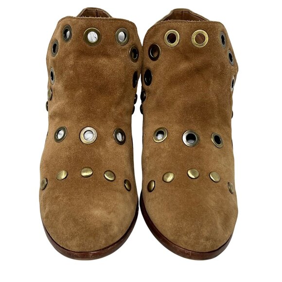 Sam Edelman Pedra Womens Tan Suede Leather Ankle Boots Grommets  Buckle  7 READ - Picture 8 of 13
